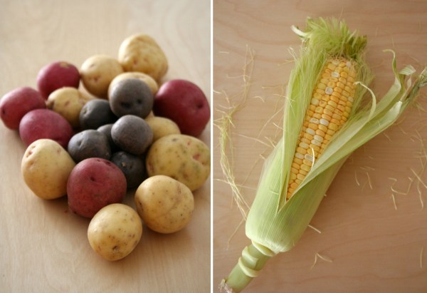 kartöflur og maís