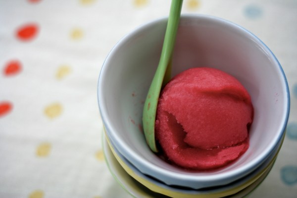 rósarvíns- og hindberjasorbet